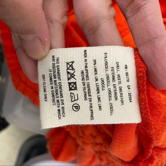 Anthropologie Cartonnier Orange Eisenhower  Full Zip‎ Bomber Jacket linen sz S - Picture 7 of 8